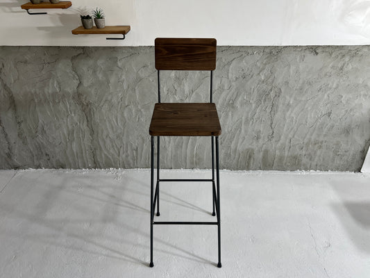 背もたれ付きハイスツール|無垢材×アイアン|カフェ・カウンター用