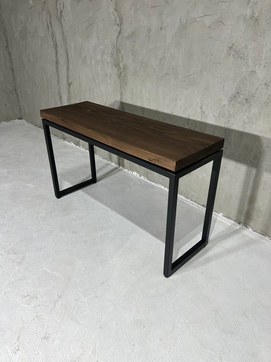 アイアンベンチ｜無垢材 × スチール｜インダストリアル・玄関収納付き